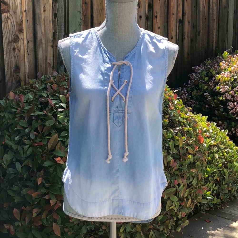 Anthropologie denim-like lace up tank.